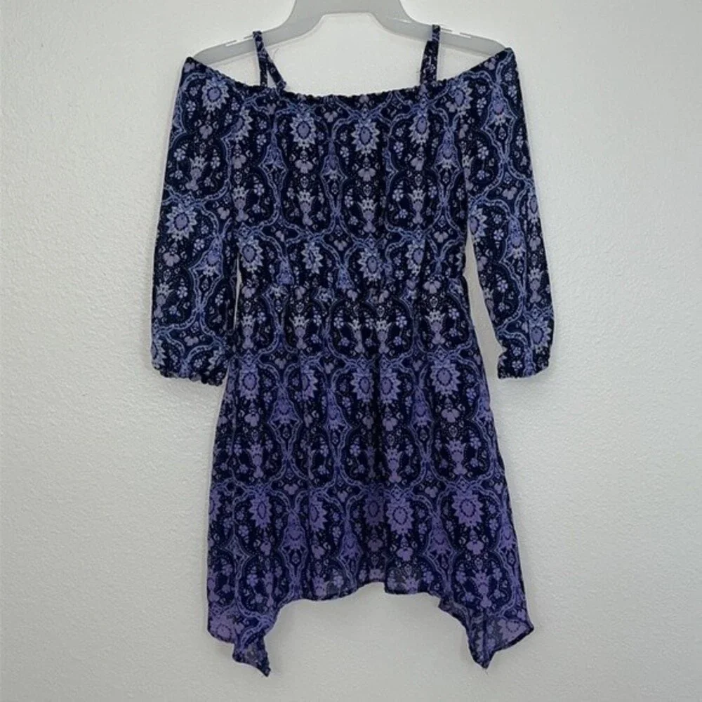 The Children’s Place girl 7/8 cold Shoulder long Sleeve Ombré dress